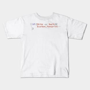 Bike or Walk PowerShell if statement code snippet - Reduce carbon footprint Kids T-Shirt